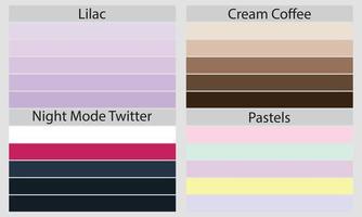 paletas de colores una paleta de colores es un conjunto de colores utilizados en un diseño o proyecto visual. estos colores se eligen cuidadosamente para crear un diseño cohesivo y visualmente atractivo. vector