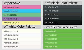 Color Palettes  A color palette is a set of colors used in a design or visual project. These colors are carefully chosen to create a cohesive and visually appealing design. vector