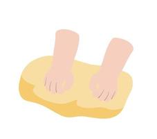 Preparation of dough for pizza or baking. Homemade bakery and cake. Cooking and food. vector