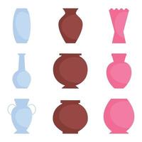 Vase set. Various forms of vases. Home interior decoration. vector