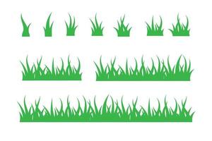 Set of Green Grass Isolated. Grass tuft and seamless horizontal green turf vector set