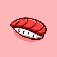 tuna fish nigiri sushi illustration concept in cartoon style vector