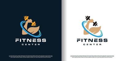 fitness logo design with creative concept premium vector