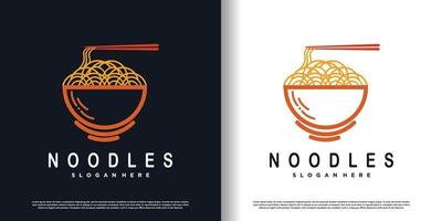 vector de diseño de logotipo de fideos con concepto moderno vector premium