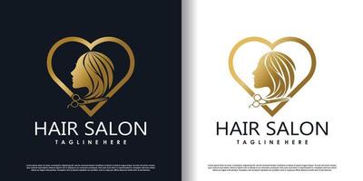 hair cut logo design vector for fashion with creative concept premium vector