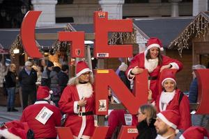 GENOA, ITALY - DECEMBER 22 2019 - Traditional Santa claus walk photo