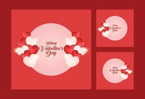 14 February Valentine's day greeting card social media template vector