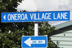 Oneroa road sign Waiheke Island New Zealand photo