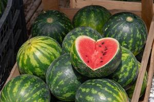 Fresh Watermelon cutted open detail photo