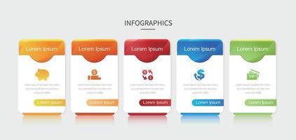 plantilla de diagrama de flujo infográfico vectorial con iconos y 5 opciones o pasos vector