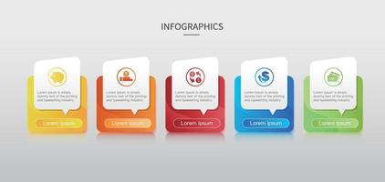 Vector Infographic flow chart template with  icons and 5 options or steps