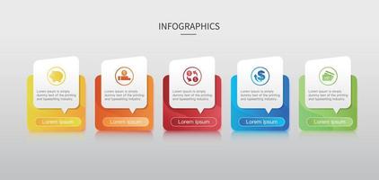 plantilla de diagrama de flujo infográfico vectorial con iconos y 5 opciones o pasos vector