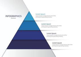 Vector Infographic bussiness pyramid flow chart template with  icons and 5 options or steps