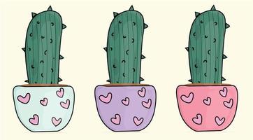 Cute Cactus Set Collection Free Vector