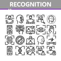 Recognition Collection Elements Icons Set Vector