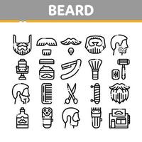 conjunto de iconos de colección de barba y bigote vector