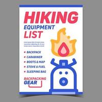 Hiking Equipment List Advertising Banner Vector