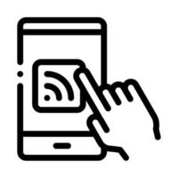 Hand Push Wifi Button Icon Outline Illustration vector