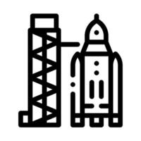 Tower With Space Ship Icon Outline Illustration vector