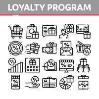 Loyalty Program For Customer Icons Set Vector