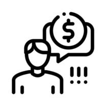 Man Persistently Waiting for Salary Icon Vector Outline Illustration