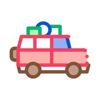 Camping Car with Luggage Icon Vector Outline Illustration