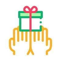 Hands Giving Gift Icon Vector Outline Illustration