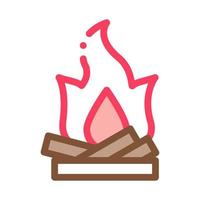 Camping Fire with Firewood Icon Vector Outline Illustration