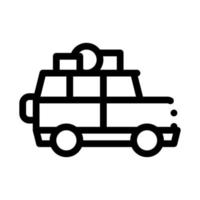 Camping Car with Luggage Icon Vector Outline Illustration