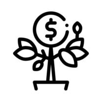 ilustración de contorno de vector de icono de olla de árbol de dinero