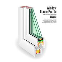 Window Frame Structure. Three Transparent Glass. Vector Illustration