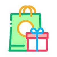 Shopping Bag with Gift Inside Icon Vector Outline Illustration