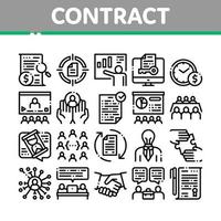 Contract Collection Elements Icons Set Vector