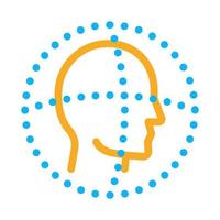 ilustración de contorno de vector de icono de autenticación de cabeza de escaneo