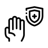 Hand Shield With Cross Icon Outline Illustration vector