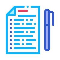 Voting Sheet with Pen Icon Vector Outline Illustration