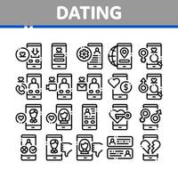 Dating App Collection Elements Icons Set Vector