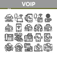 Voip Calling System Collection Icons Set Vector