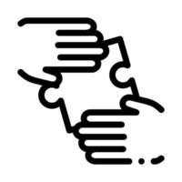 ilustración de contorno de vector de icono de rompecabezas de manos