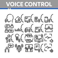 Voice Control Collection Elements Icons Set Vector