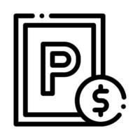 Parking Fee Icon Vector Outline Illustration