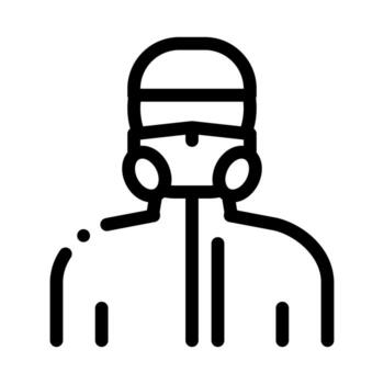 humano en la ilustración de contorno de vector de icono de máscara protectora