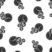 Time is money icon in flat style. Project management vector illustration on white isolated background. Deadline seamless pattern business concept.