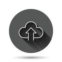 Digital service icon in flat style. Network cloud vector illustration on black round background with long shadow effect. Computer technology circle button business concept.