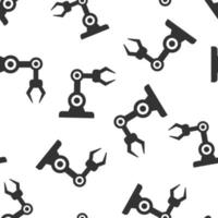 Robot arm icon in flat style. Mechanic manipulator vector illustration on white isolated background. Machine seamless pattern business concept.