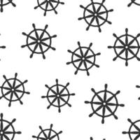 Helm wheel icon in flat style. Navigate steer vector illustration on white isolated background. Ship drive seamless pattern business concept.