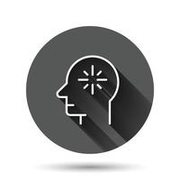 Mind awareness icon in flat style. Idea human vector illustration on black round background with long shadow effect. Customer brain circle button business concept.