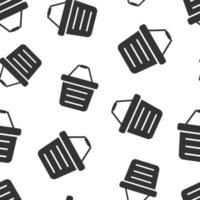 Add to cart icon in flat style. Shopping vector illustration on white isolated background. Basket seamless pattern business concept.