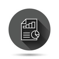 Financial statement icon in flat style. Document vector illustration on black round background with long shadow effect. Report circle button business concept.