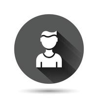 People communication icon in flat style. People vector illustration on black round background with long shadow effect. Partnership circle button business concept.